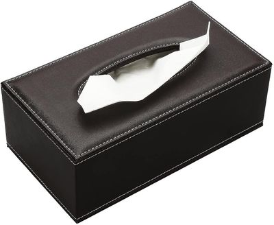 Barsinfi Makeup Tissue Box Pu Læder væv boks, 25,5 X 14x 9,5 cm (sort) Brown