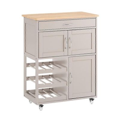 SoBuy FKW45-KA, keittiön teekärry, jossa kumipuupäällinen pyörillä, toiminnallinen tarjoilukärry, pyörillä varustettu säilytyskärry, keittiösaareke...