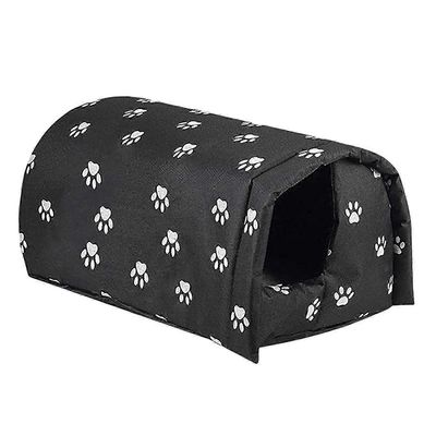 Lämmin ja vedenpitävä kissatalo ulkokäyttöön Musta M