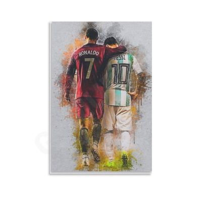 Gamurry Ronaldo Lionel Messi Wall Art Poster Fotballstjerner Canvas Malerier Home Decoration Canvas Poster Soverom Dekor Sport Landskap Kontorrom D...