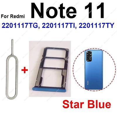Sim-kortskuffholder for Xiaomi Redmi Note 11 11s 11 Pro 4g 5g SIM-kortspor Micro SD-kortadapter Utskifting Note 11 Blå