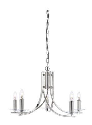 Searchlight Lighting Ascona 5 Lys multiarm loft vedhæng Satin Sølv, Glas, E14