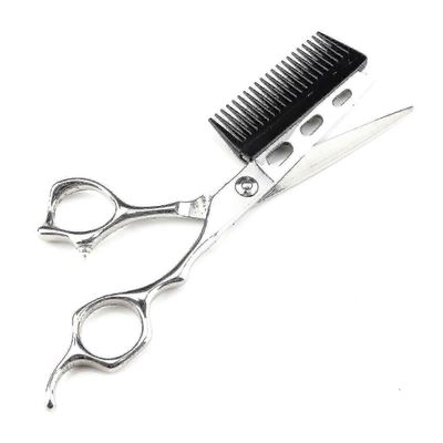 2 in 1 hiussakset, joissa on kampakulutusta kestävä Barbershop_Dec Hopeinen pitkä reikä