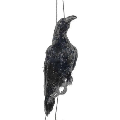 Realistinen roikkuva kuollut varis-houkutin Lifesize Extra Black Feathered Crow