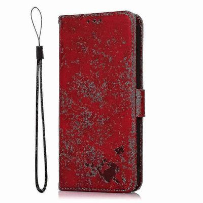 Oppo Reno 6 Pro 5g Kotelo Retro Kissa Lompakko Flip Cover Kortinpidike Pu Nahka Coque Etui - Punainen