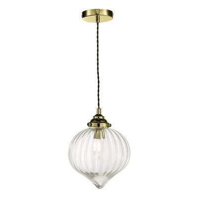 Dar Lighting Mya 1 Lys Enkelt Vedhæng Antik messing glas