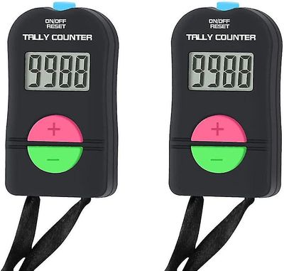2 kpl elektroninen laskuri, digitaalinen käsilaskentalaskuri elektroninen manuaalinen naksutin lanyard add subtract -mallilla
