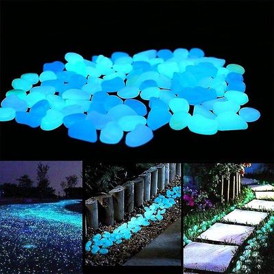 Aoweisia 100pcs lysende sten glød i de mørke småsten glødende sten til udendørs gangbroer Home Garden Yard Decor Fish Tank Pebble Rocks Grøn