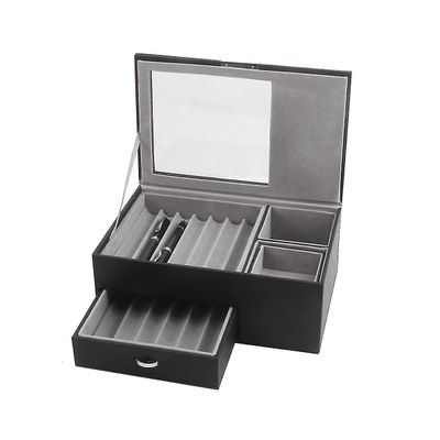 14 Gitter Træ Pen Display Opbevaringsboks Luksus 2 lag Pu Pen Case Gennemsigtig Vindue Papirvarer Cas