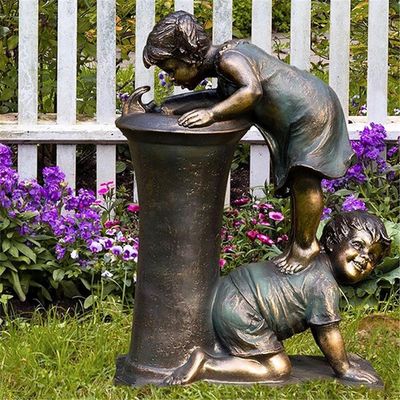 Baodan gutt &jente hage statue et barn med ildfluer hage statue-hage dekorasjon B