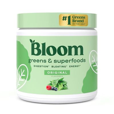 Bloom nutrition vihreät ja superfood-jauhe ruoansulatuskanavalle 30 svg, alkuperäinen