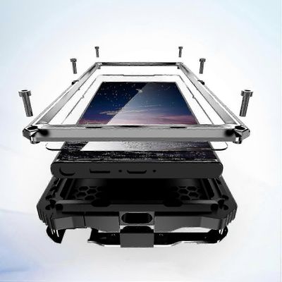 Raskas metallinen sotilasluokan puhelinkotelo Samsung Galaxy S24 Ultran sisäänrakennetulle näytön linssinsuojaukselle Hopea