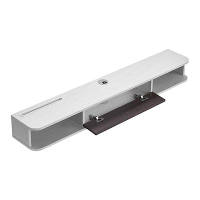 Succebuy Kelluva TV-taso, 55 tuuman seinään kiinnitettävä viihdekeskus kaapelireiällä, moderni kelluva TV-hylly säilytyskaapilla, valkoinen