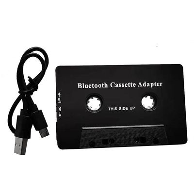 Universal Kassette Bluetooth 5.0 Audio Bilbånd Aux Stereo Adapter med mikrofon til telefon Mp3 Aux kabel Sort