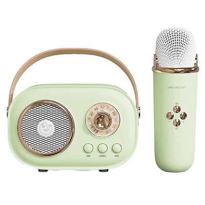 Langaton Bluetooth-ääni kannettava vahvistin Etusivu Ktv Mikrofoni Lasten karaoke Pieni mikrofonikaiutin Vihreä