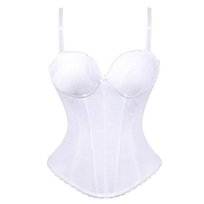 Fsu Hääkorsetti Pitsi Plus Koko Spagettihihnat Musta Valkoinen Seksikäs Morsiusalusvaatteet Naiset Vartalo Shaperwear Topit L White