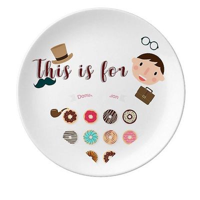 Doughnut Group Dessert Sweet Food Mønster Far Dessert Plate Dekorative Porcelæn 8 tommer Dinner Home