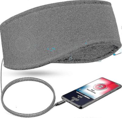 Music Sleep -sanka kuulokkeilla, 3,5 mm: n langallinen pehmeä joustava matkapanta ohuella kaiuttimella, mukavat unimusiikkikuulokkeet (harmaa)