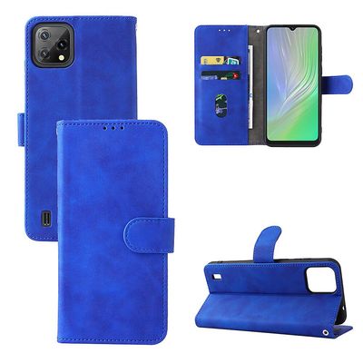 Etui til Blackview A55 Cover Premium læder med kortholder Flip Folio magnetisk etui etui - sort Blå