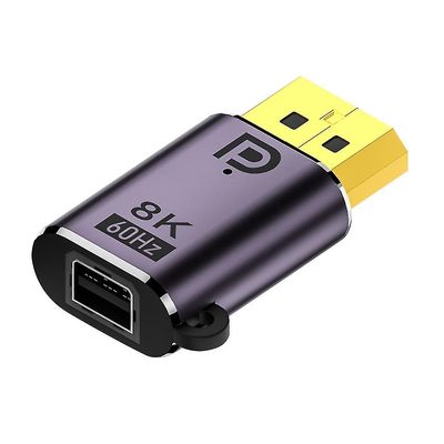 Mxfz Dp1.4 Minidp til Dp Video Extension Converter Mini Displayport Ma-fe Adapter DP M to Mini DP Female