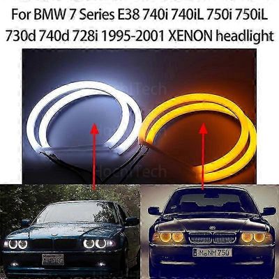 Fusheng Switchback puuvillavalo LED Angel Eye kaksoisvalkoinen keltainen BMW 7 E38 740i 740iL 750i 750iL 730d 740d 728i 95-01 XENON ajovalot
