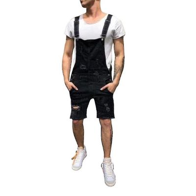 Oversize Mænds Ripped Jeans Jumpsuits Shorts Sommer Denim Bib Overalls A XXL