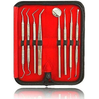 8er tartarfjerner tannpleie sett tannsett dental / tannlege instrument tannrengjøring tann sonde tannrengjøring sett tannpleie tartar rustfritt ste