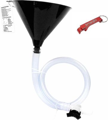 Øl Bong trakt dobbel header svart med ventil, bonusflaskeåpner, drikketrakt med førsteklasses materiale, 1 pakke