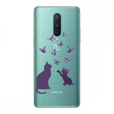 Crazy Kase Shell til Oneplus 8 i blød silikone 1 mm, killing leger med sommerfugl