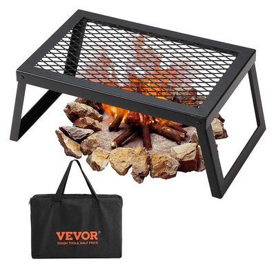 Vevor Folding Campfire Grill, Heavy Duty Steel Mesh rist, 18 ", for utendørs åpen flamme matlaging