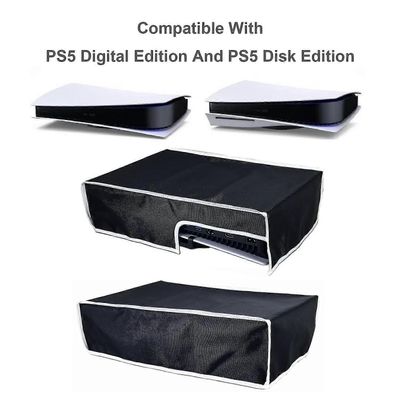 Pölysuojus Ps5: lle, Oxford-kangas naarmuuntumaton vedenpitävä kansi Ps 5 Console Digital & Disc Editionille Musta Horizontal