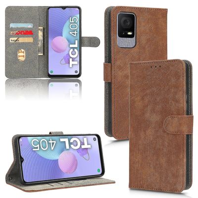 Etui til Tcl 408 Rfid-blokerende flip-cover magnetisk tegnebog kompatibel med Tcl 408 etui Brown