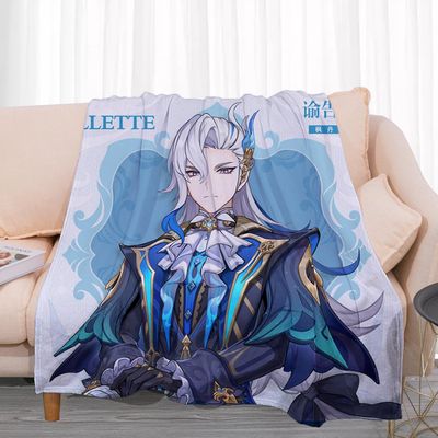 Peli Genshin Impact Neuvillette Blanket Fontaine Wriothesley Anime Blanket Super Soft Flanell Throw Blanket Lightweight-w449 50x40in 125x100cm