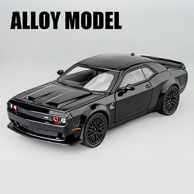 1:32 Challenger SRT Alloy Musle Car Model Diecasts Metal Sports Car Model Simulation Sound Light Collection Lasten lelujen lahja Musta
