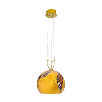 Kolarz Luna Designer Glas Dome Vedhæng Lys poleret Guld - Kiss Guld Mønster, 2x E27,GU10