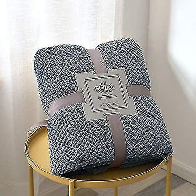 Tianzun Erittäin pehmeä heittopeitto, ensiluokkainen silkkinen flanellifleece yksivärinen kevyt peitto koko kauden käyttöön 60x40 tuumaa Siniharmaa