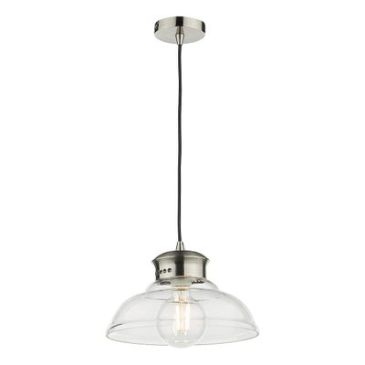 Dar Lighting Siren Dome Single Vedhæng Lys Antik Krom Klart Glas, 1x E27