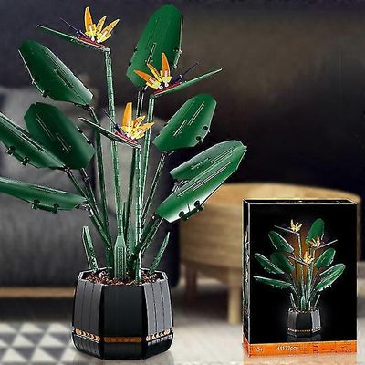Fomanttinen kukka lintu paratiisi kukkakimppu Ruusu Rakennuspalikat Lelu Diy Ruukku Kuva Loma Tyttöystävä Lahja 1173 kpl With box