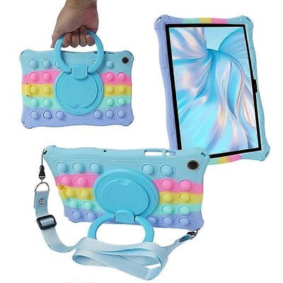 Samsung Galaxy Tab A9 -kotelolle Pop Bubble PC + Cover Hand Grip -jalusta olkahihnalla Monivärinen Style D