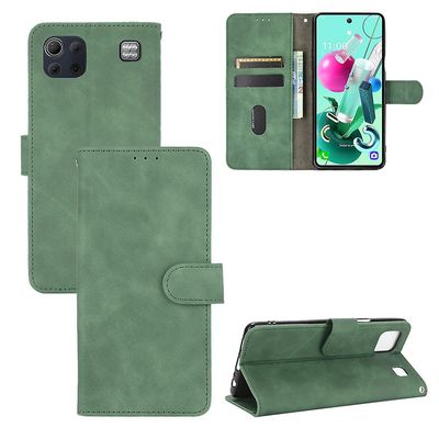 Etui til Lg K92 5g Cover Premium Læder med kortholder Flip Folio Magnetisk Etui Coque - Sort Grøn