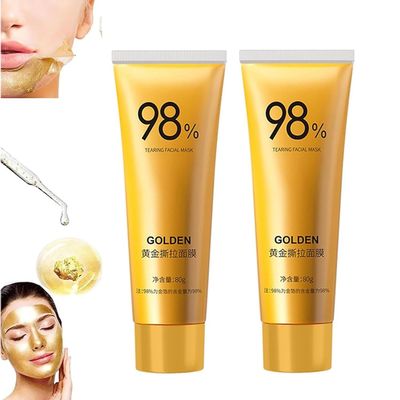 Lelinker Golden Peel Off Mask, 98,4% Gold Foil Peel-off Mask, peel-off Anti-rynke Whitening Mask, gullfolie Peel Off Mask, 24k gull ansiktsmaske 2 Pcs