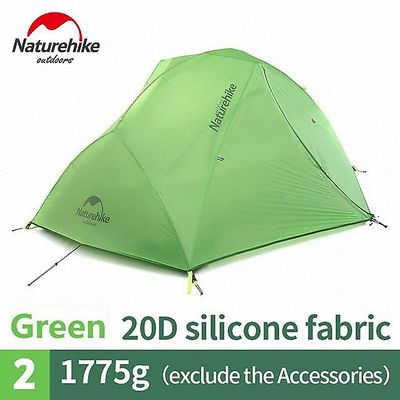 Tents Opgraderet Star River 2 ultralet udendørs campingtelt 2 personer 4 sæson 20d silikonetelte med gratis måtte 20D-grøn