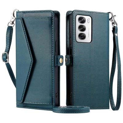 Oppo Reno12 5G (Global) nahkakotelo lompakkoteline puhelimen kansi hihnoilla Monivärinen Style D