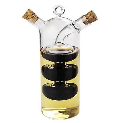 2-in-1 kaksikerroksinen öljyetikkalasipullo, mausteannostelija, tippumaton keittiösäilytys läpinäkyvä