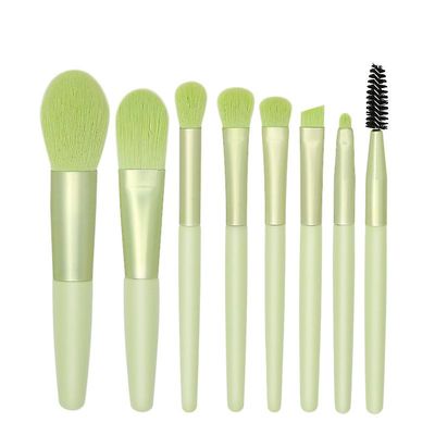 8 Børster Skønhedsværktøjer Blød hår makeup børste sæt træ håndtag bærbare Mini Blush makeup børste sæt grøn