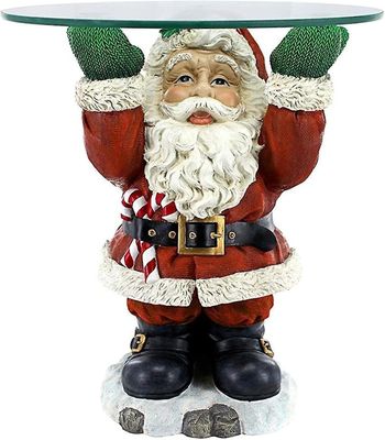 Kensty Santa Claus Skulpturelle Tray, Santa Claus Bord dekorasjoner, Glass Toppet Holiday Table Harpiks Ornament