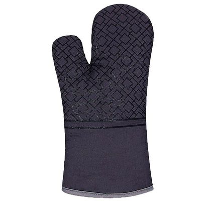 Køkkenhandsker Grydeholder Handsker Luffer Bagning Isolering Handsker til Bbq Skridsikker Resistente Linned Grydelapper Pad Ovn Luffer Sort