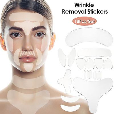 Genanvendelige Silikone Rynke Fjernelse Sticker Anti Rynke Aldrende Hud Løft Care Patch 18PCS