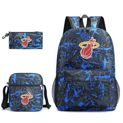 Oem 3pcs / sett Basketball Star School Bag Teamet av Miami Heat Satchel Ryggsekk Med Blyant Bag Messenger Bag