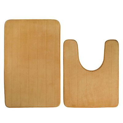 2pcs/set Skridsikker Hukommelse Skum Bad Tæppe + Vaskbar Toilet Mat Sæt Vand absorption til Home Brown